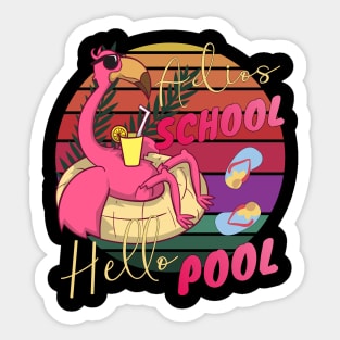 Adios School Hello Pool Teacher Life Funny Flamingo Sticker